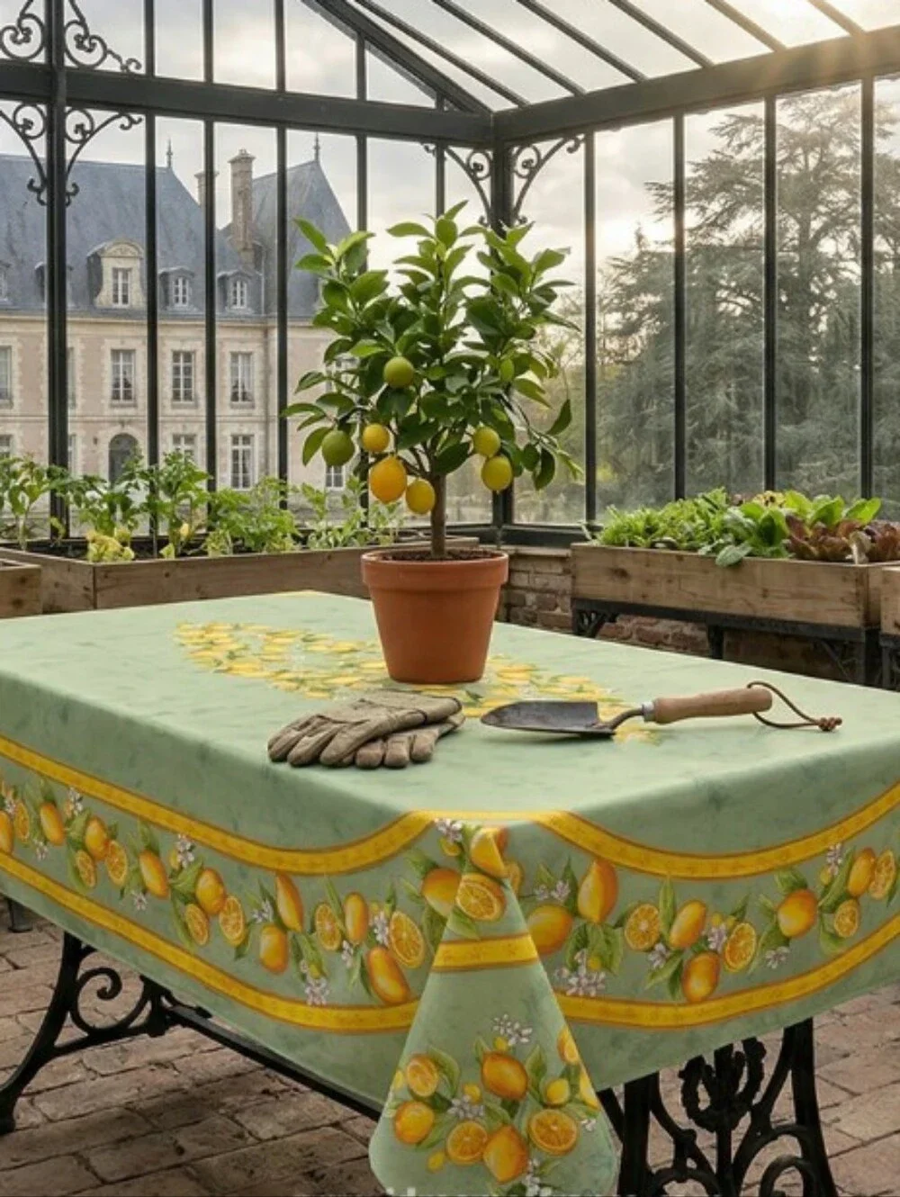 ⚜️ Les Tissages Tablecloth  FRENCH SCROLLED LUXURIOUS LINEN  100% COTTON